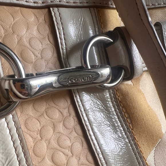 Coach Hampton Optic Signature Stripe Carryall Shoulder Bag Spring Yellow - Picture 15 of 16